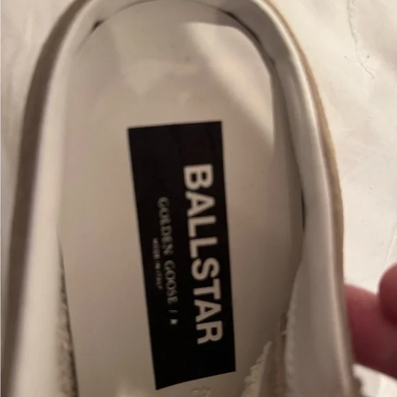 Golden Goose Beige Suede Sneakers with White Laces and Silver Glitter Star - Picture 6 of 7